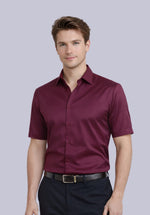 Load image into Gallery viewer, MAROON HALF BAMBOO SILK SHIRT
