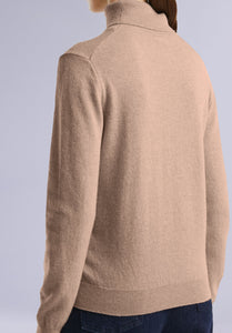 BEIGE MERINO HIGH NECK