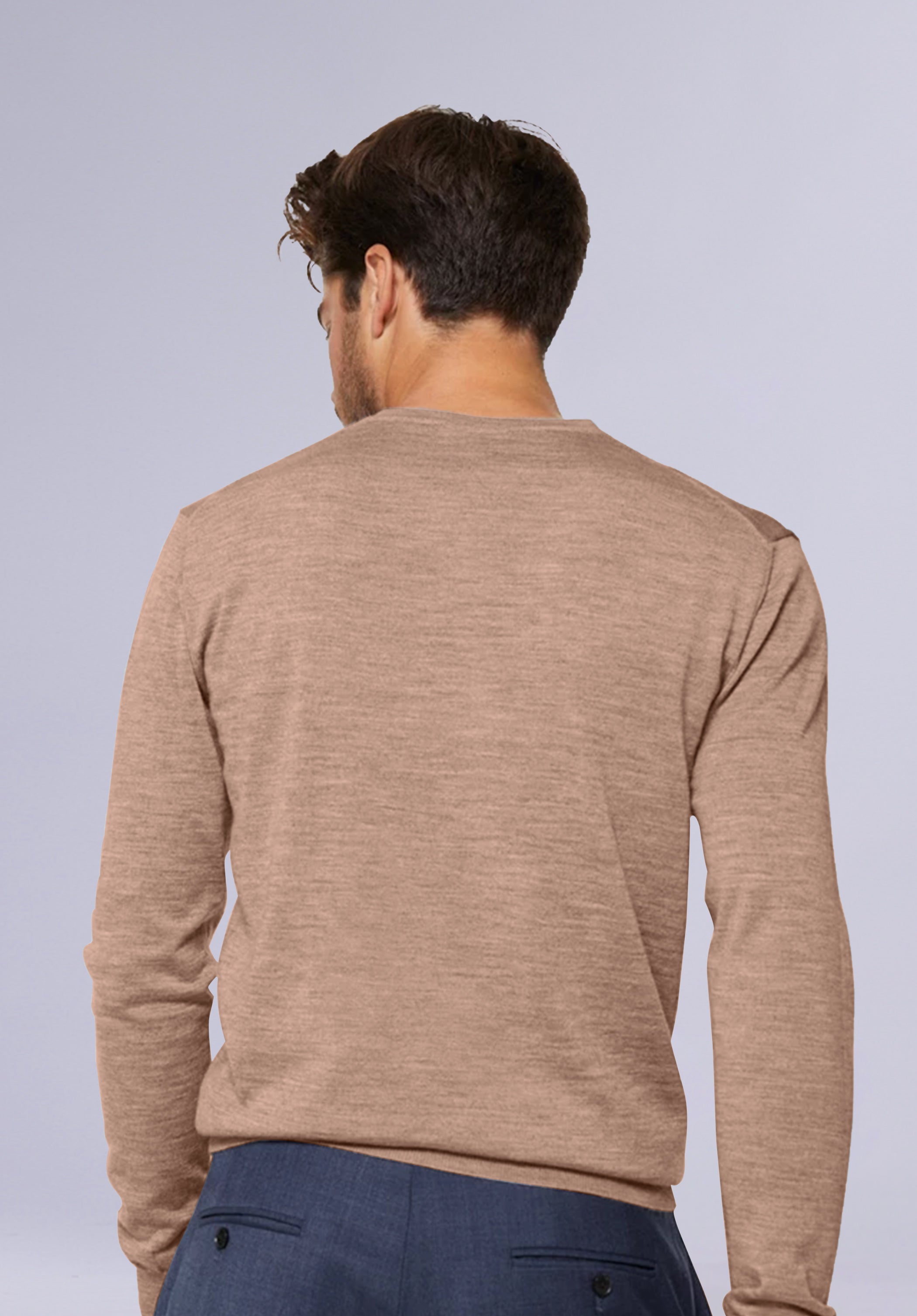 BEIGE MERINO V NECK