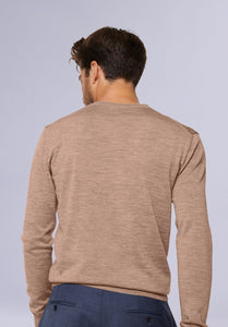 BEIGE MERINO V NECK