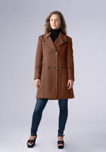 Load image into Gallery viewer, cashmere brown double breasted-coat
