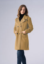 Load image into Gallery viewer, cashmere brown double breasted-coat
