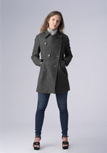 Load image into Gallery viewer, double breasted short woolen- 
coat
