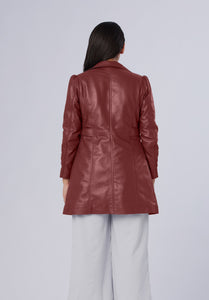 women leather long coat
















