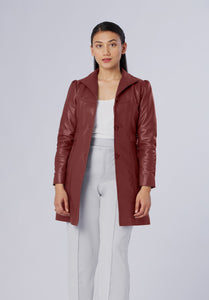women leather long coat
















