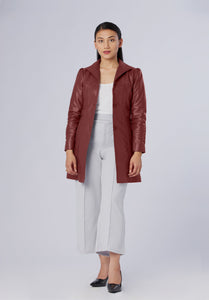 women leather long coat
















